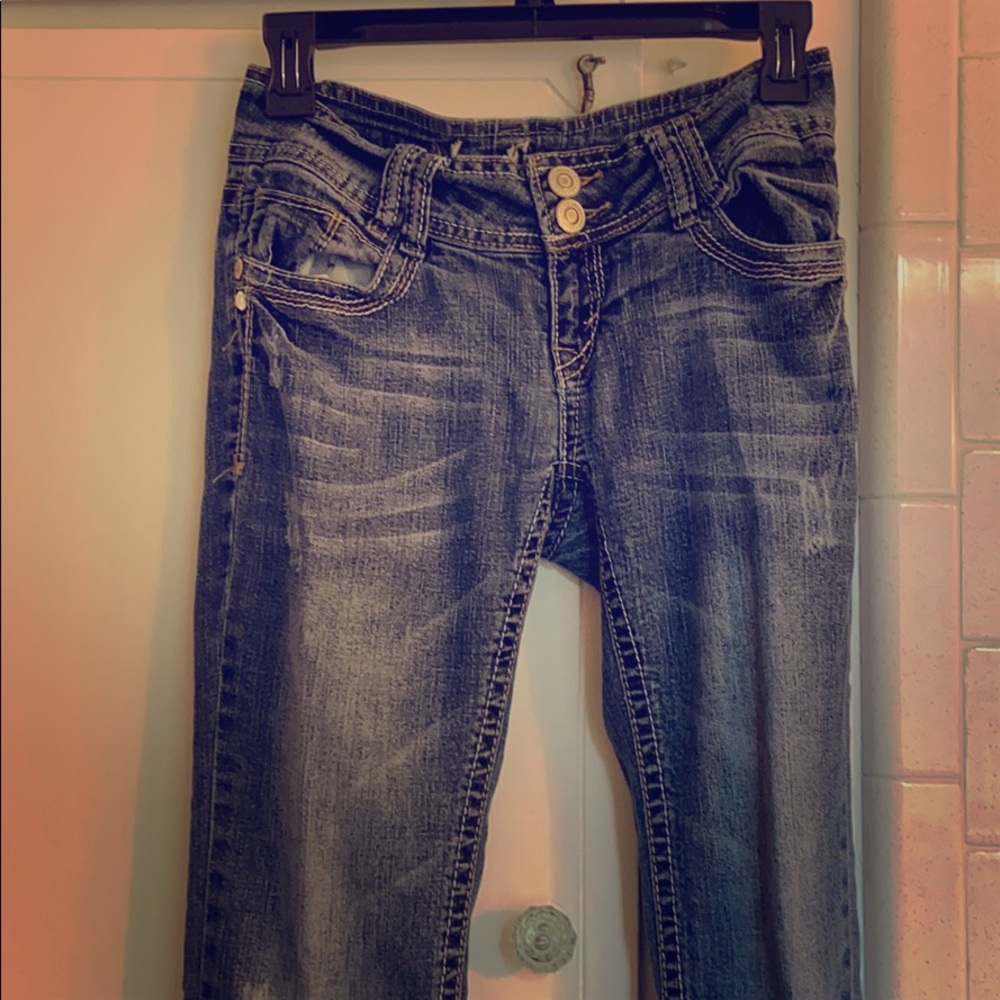 Used blue jeans